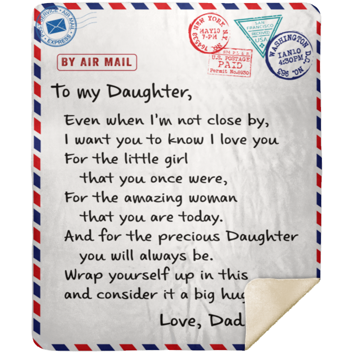 To My Daughter "Enen When I'm Not Close By Love, Dad Blanket