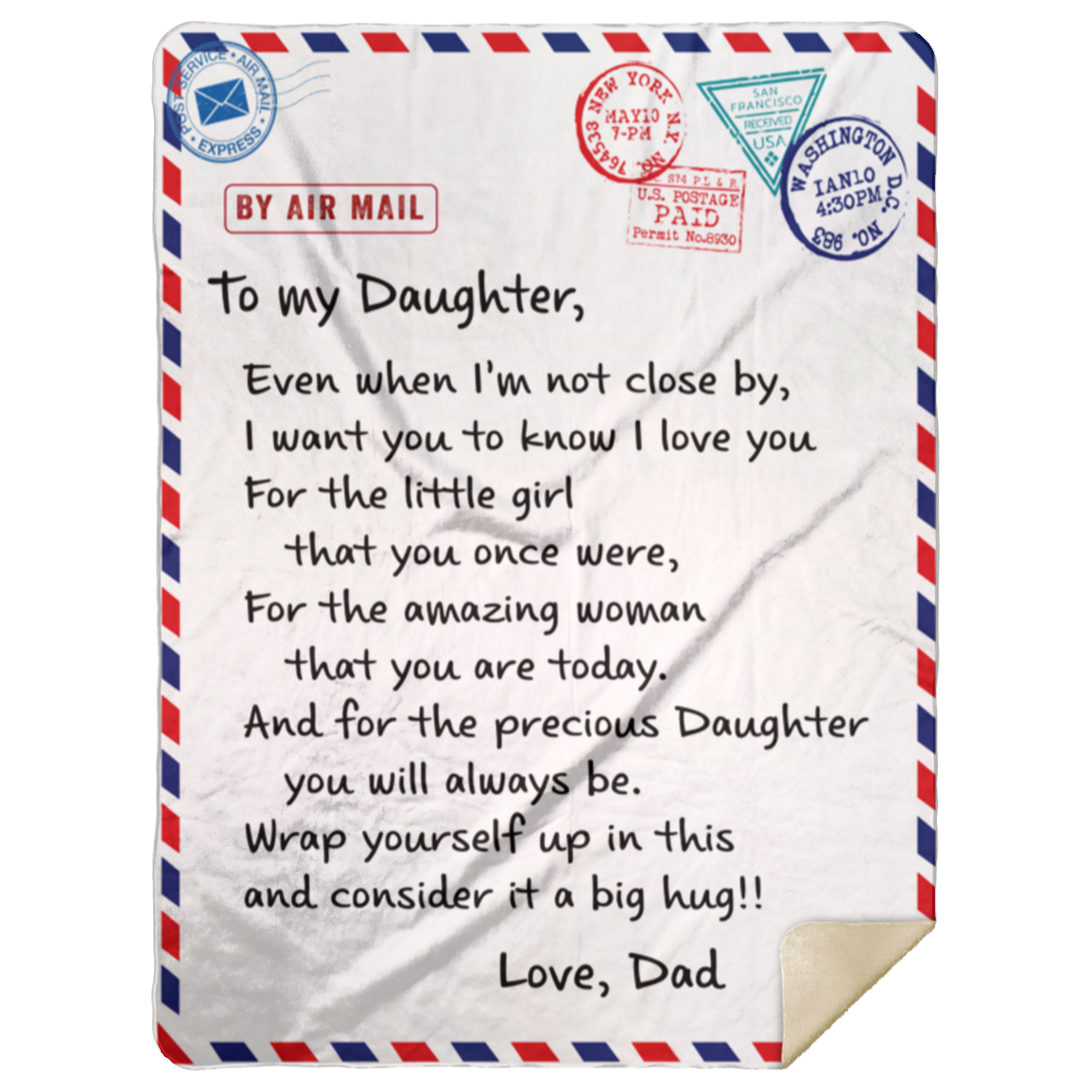 To My Daughter "Enen When I'm Not Close By Love, Dad Blanket