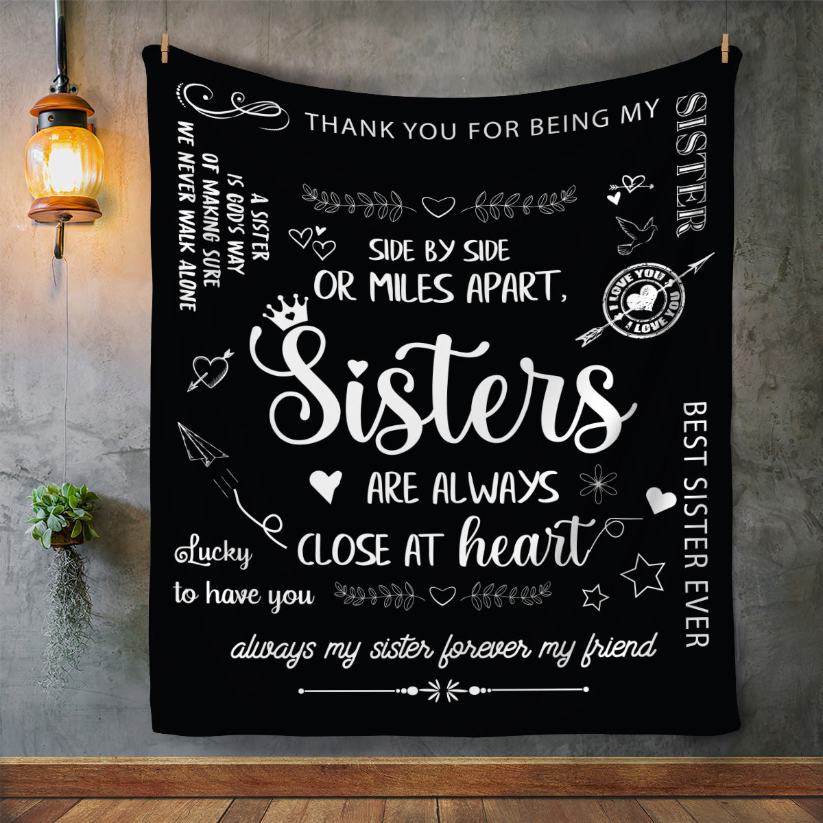 Sisters " Side By Side" Blanket