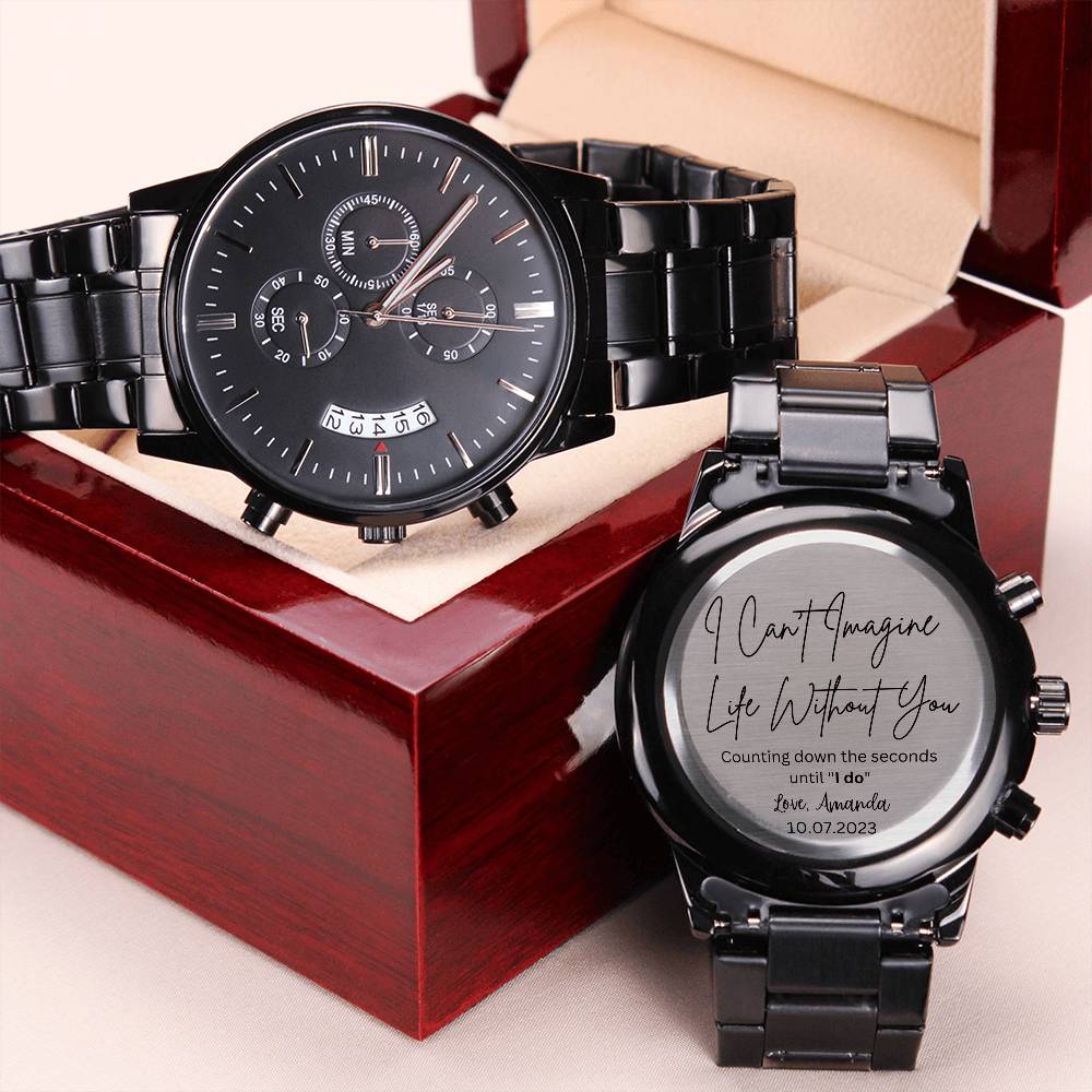 Personalized Engraved Watch for Groom on Wedding Day From Bride